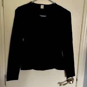 SHEiN Teen Girls Black Ruched Front Long Sleeve Tee, Size 14Y